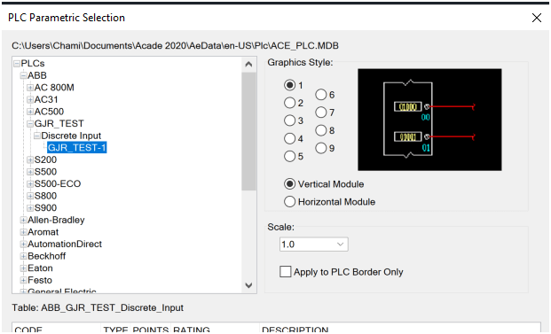 PLC parametric selection